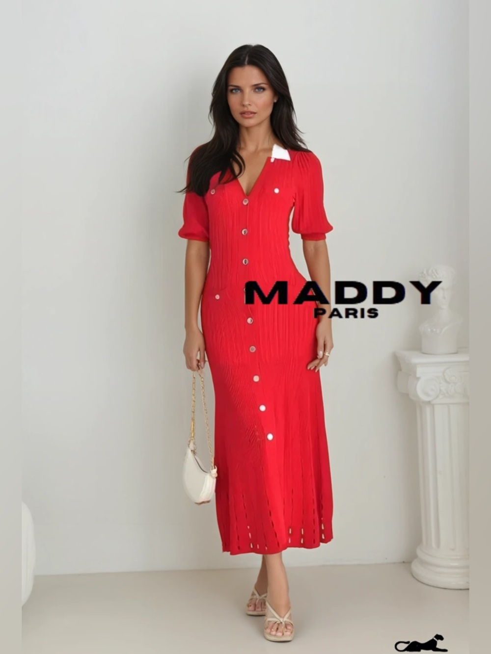 Sandro Teane Midi Dress in red